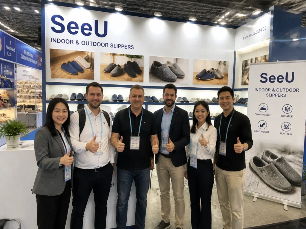Exhibiting At An Indoor Slippers Trade Show