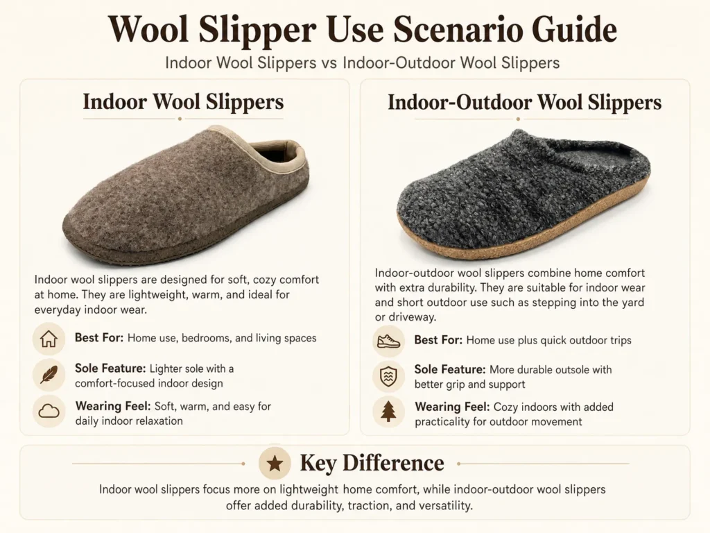 Clasificados por escenario de uso: Pantuflas de lana para interiores y Pantuflas de lana para interiores y exteriores. Clasificados por escenario de uso: Pantuflas de lana para interiores y Pantuflas de lana para interiores y exteriores.